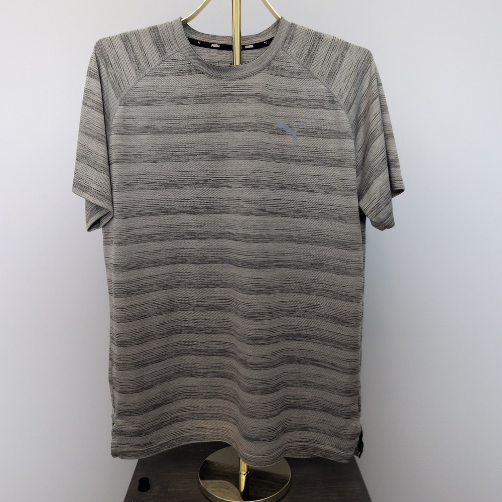 Puma Pace T-Shirt Men's Large (L) Gray Spacy Dye Raglan Sleeve Activewear Tee